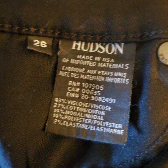 Hudson Krista Low/Mid-Rise Super Skinny Jeans Stretch Denim Raw Hem Black Sz 26 - Picture 6 of 7